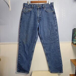 Carhartt 36x32 Medium Wash Denim Blue Lightly Lined Relaxed Fit Jeans